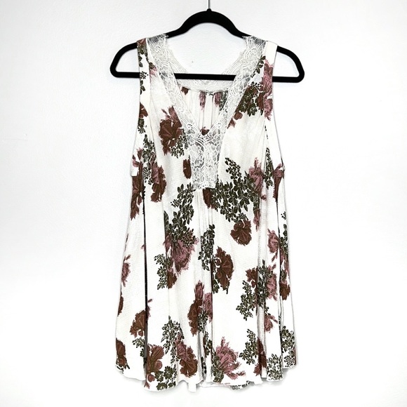 INTIMATELY FREE PEOPLE Lace and Floral V Neck Tunic Top Dress size Small - Picture 2 of 12
